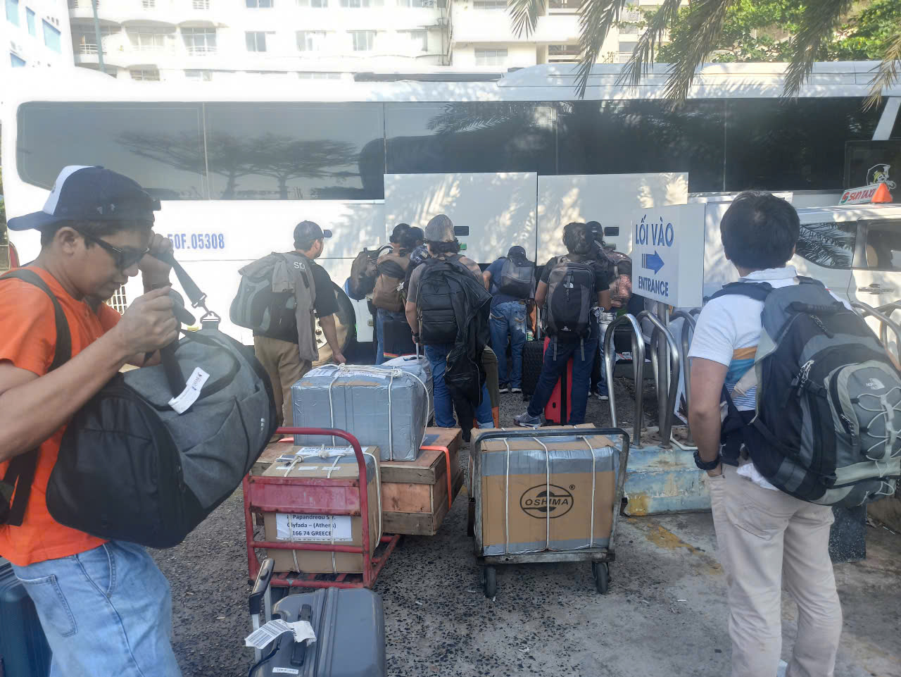 Crew transfer logistics at embarkation point