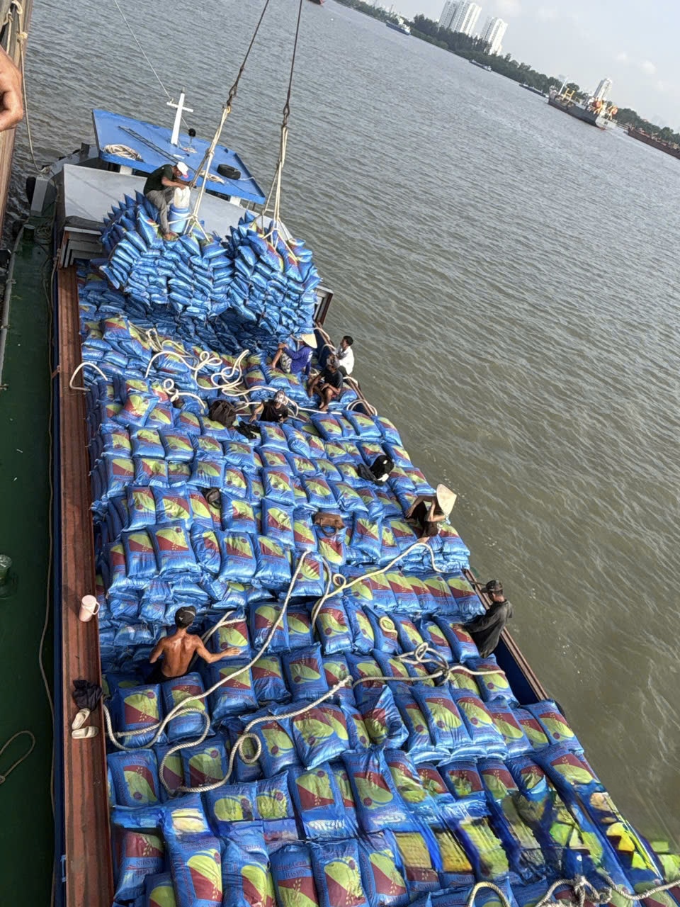 Cargo lashing and dunnage support in operation